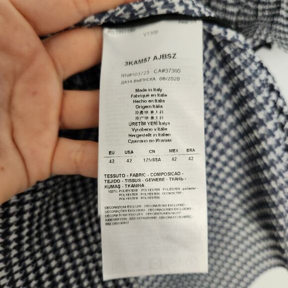 Giorgio Armani Smock Textured Short‎ Sleeve Blouse 42/S Black & White Designer - Picture 5 of 7